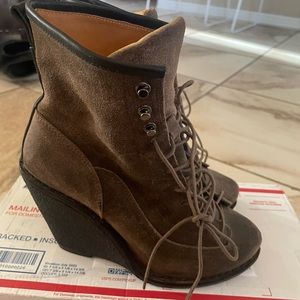 rag and bone Brown Suede Lace Up Heeled Boots